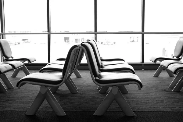 Silla Vacía Terminal Del Aeropuerto Asiento Sala Espera — Foto de Stock