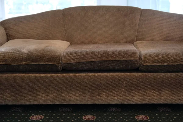 Living Room Interior Brown Fabric Sofa — Stock Photo, Image