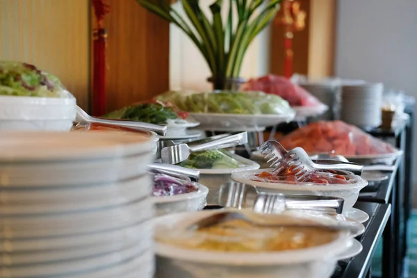 vegetable food buffet catering in restaurant hotel. eating dining in banquet event