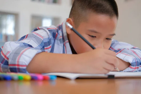 Kleine Asiatische Kind Junge Kind Schuljunge Zeichnung Bild Freizeitaktivitäten Für — Stockfoto