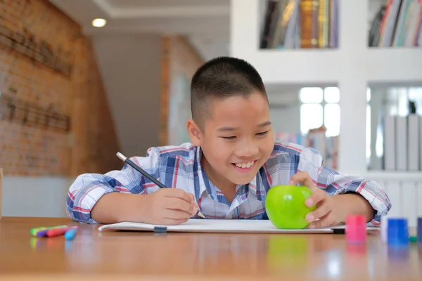 Kleine Asiatische Kind Junge Kind Schuljunge Zeichnung Bild Freizeitaktivitäten Für — Stockfoto