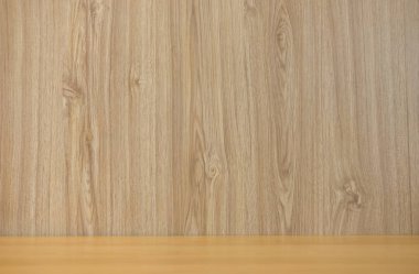 montaj görüntü ürün için ahşap resepsiyon masa ve duvar arka fon