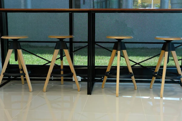 wood stool chair in cafe coffee shop cafeteria restaurant food center interior