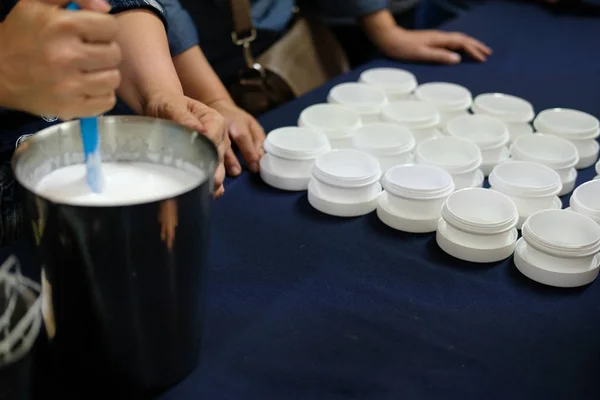 Mistura Ingredientes Para Fazer Creme Produto Cosmético Caseiro Beleza Skincare — Fotografia de Stock