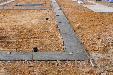 Beton temel yapı. Çimento Bodrum inşaat sahasında
