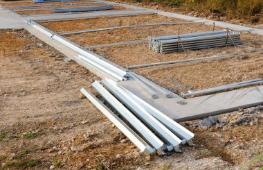 Beton temel yapı. Çimento Bodrum inşaat sahasında