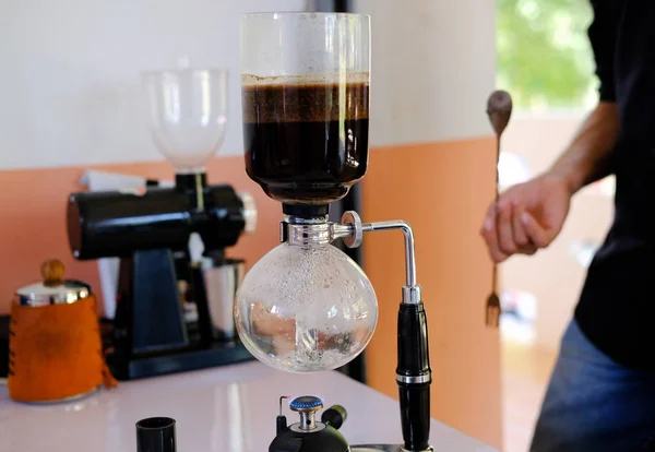 Clasic Filtru Cafea Sifon Vid Metoda Alternativă Preparare — Fotografie, imagine de stoc