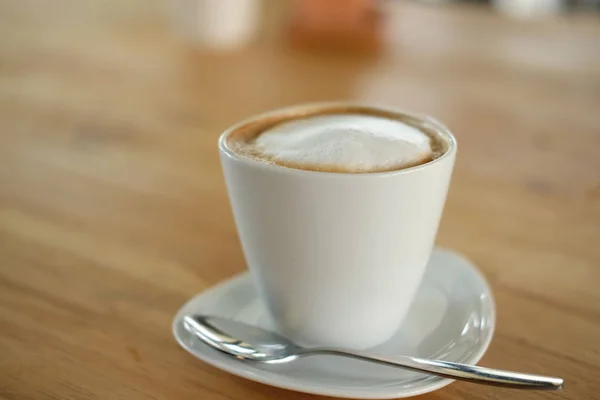 Latte Cappuccino Mokka Kaffee Auf Holztisch — Stockfoto