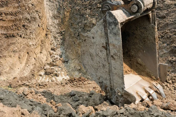 Excavator digging making pond. earthmoving work — Stock Photo, Image