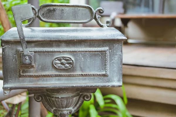 Old vintage gray mailbox letterbox postbox — Stock Photo, Image