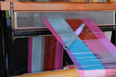 Tekstil yapımı için dokuma makinesi ahşap tezgah
