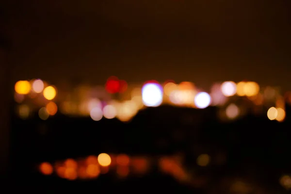 Ciudad noche luz bokeh desenfocado borrosa fondo — Foto de Stock