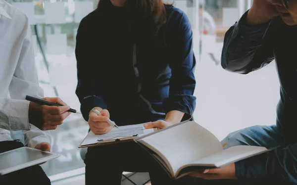 Financial adviser discussing with investor. business people have — Stock Photo, Image