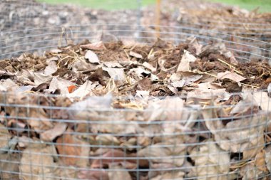organik kompost yığını. toprak ekimi için gübre üretimi