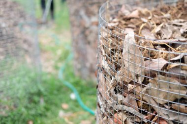 organik kompost yığını. toprak ekimi için gübre üretimi