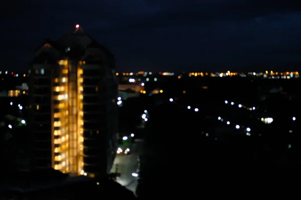 Stadt Nacht Licht Bokeh defokussiert verschwommenen Hintergrund — Stockfoto