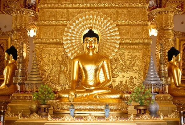 Golden buddha image statue in temple — Stock Photo, Image
