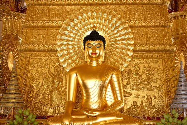 Golden Buddha bild staty i templet — Stockfoto