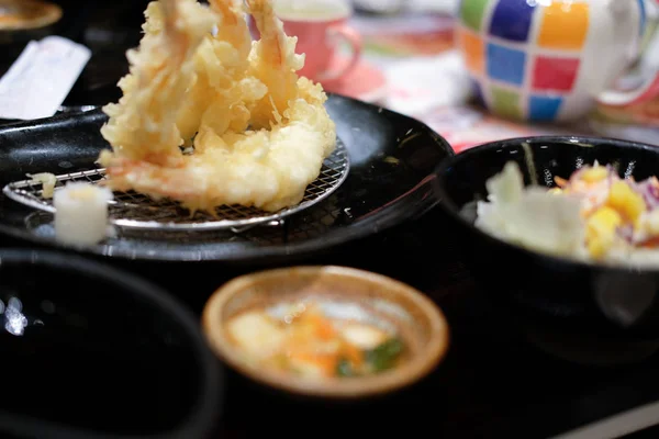 Tempura fried shrimp prawn japanese food — Stock Photo, Image