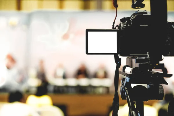 Video production camera recording live event on stage. televisio — Stock Photo, Image