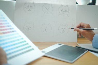 sanatçı grafik tasarımcı çizim sanat. yaratıcı tasarım workpla