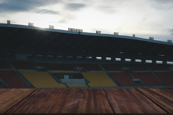 Spor stadyum arena siluet ve güneş ışığı — Stok fotoğraf