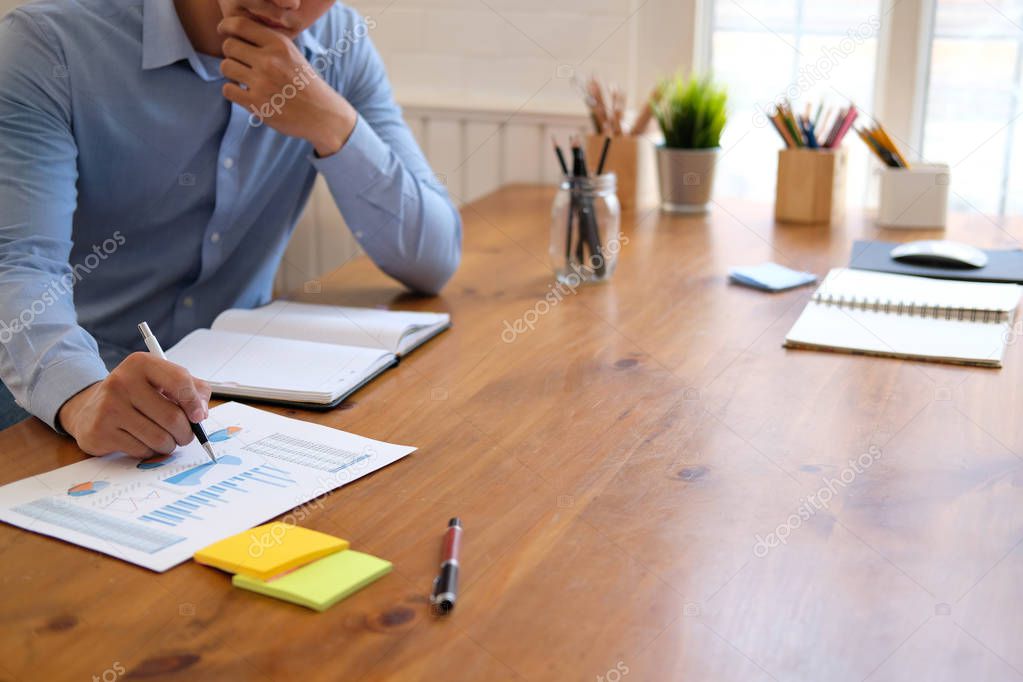 businessman working with document. startup man analyze financial