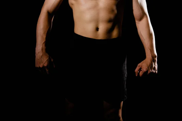 Спортивний м'язистий культурист чоловік з голим торсом шість пачок abs . — стокове фото