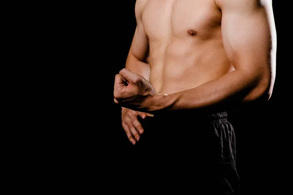 Atletisk muskulös bodybuilder man med naken bål sex pack abs. — Stockfoto