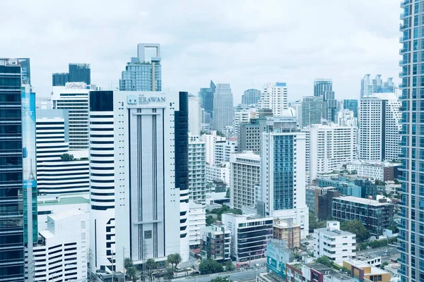 Bangkok Tailândia Agosto 2020 Paisagem Urbana Edifício Arranha Céu Área — Fotografia de Stock