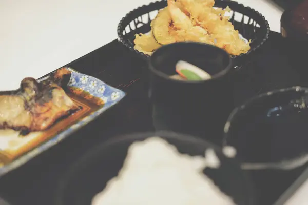 Tempura Frite Crevettes Croustillantes Nourriture Japonaise — Photo