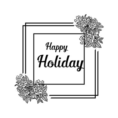Vektör illüstrasyon dekorasyon çiçek çerçeve çizim ile mutlu tatil