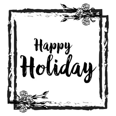 Vektör illüstrasyon güzel çiçek çerçevesi ile mutlu tatil yazma