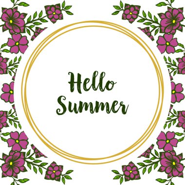 Vektör illüstrasyon davet kartı merhaba yaz için çeşitli yaprak çiçek çerçeve çiçekleri