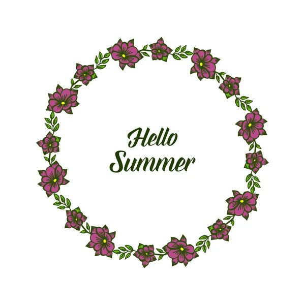 Vektor Illustration hallo Sommer mit runden lila Blume Rahmen — Stockvektor
