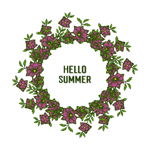 Ilustração do vetor Olá verão com armação de flor roxa redonda —  Vetores de Stock