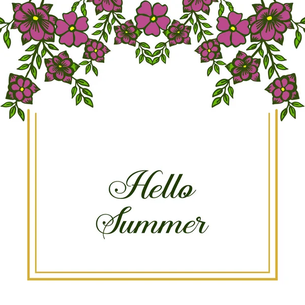 Vektor illustration mönster Art lila krans ram för mall Hello Summer — Stock vektor