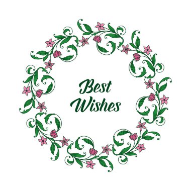 Vektör illüstrasyon beyaz zemin üzerinde izole yaprak çiçek çerçeveleri ile en iyi dilek