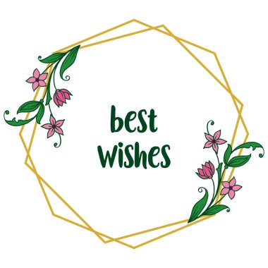 Vektör illüstrasyon beyaz zemin üzerinde izole yaprak çiçek çerçeveleri ile en iyi dilek