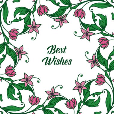 Vektör illüstrasyon mektup mor çiçek çerçeveleri tarzı ile en iyi dilek
