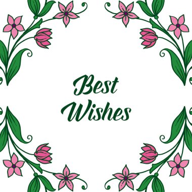 Vektör illüstrasyon güzellik mor çiçek çerçevesi ile en iyi dilekleri yazma