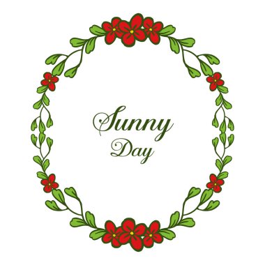 Vektör illüstrasyon dekorasyon kırmızı çiçek çerçeve ile güneşli bir gün