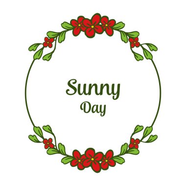 Vektör illüstrasyon dekorasyon kırmızı çiçek çerçeve ile güneşli bir gün
