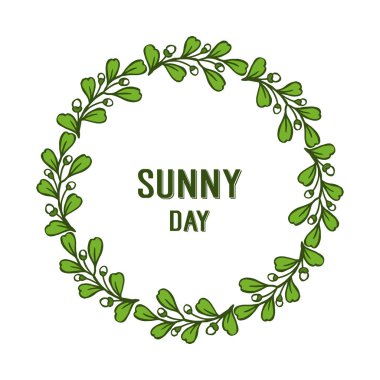 Güzel çelenk çerçevesi ile Vektör illüstrasyon dekorasyon güneşli bir gün