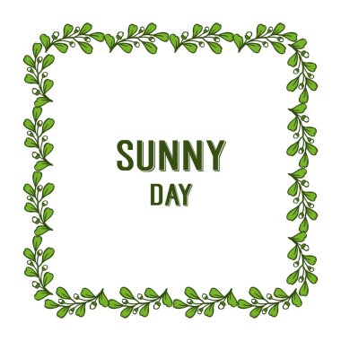 Tebrik kartı güneşli gün vektör illüstrasyon yaprak çiçek çerçeve