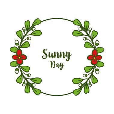 Tebrik kartı güneşli gün vektör illüstrasyon yaprak çiçek çerçeve