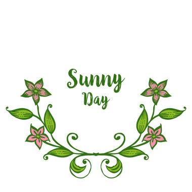 Vektör illüstrasyon güneşli gün harfleri ile çeşitli yaprak çiçek çerçeve