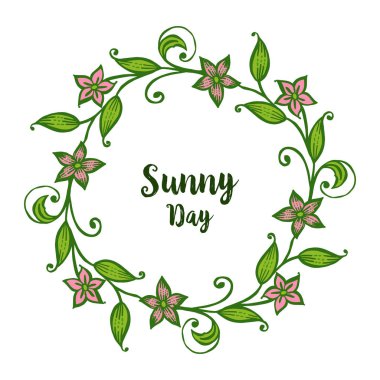 Vektör illüstrasyon süslü güneşli gün için çeşitli çelenk çerçeve