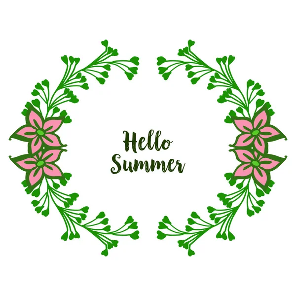 Illustration vectorielle divers orné de cadre floral feuille pour bonjour texte d'été — Image vectorielle