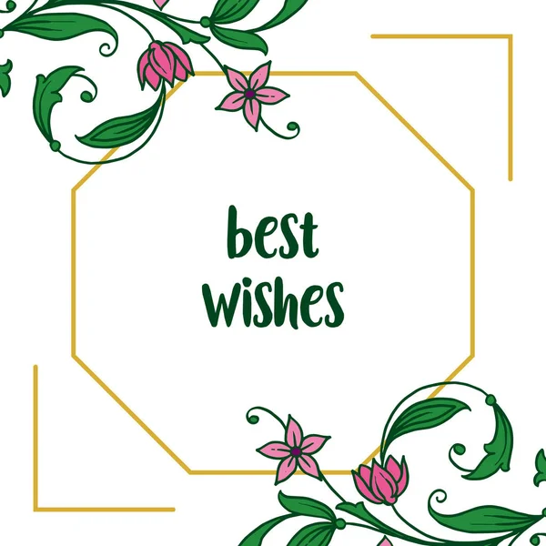 Vektör illüstrasyon beyaz zemin üzerinde izole yaprak çiçek çerçeveleri ile en iyi dilek